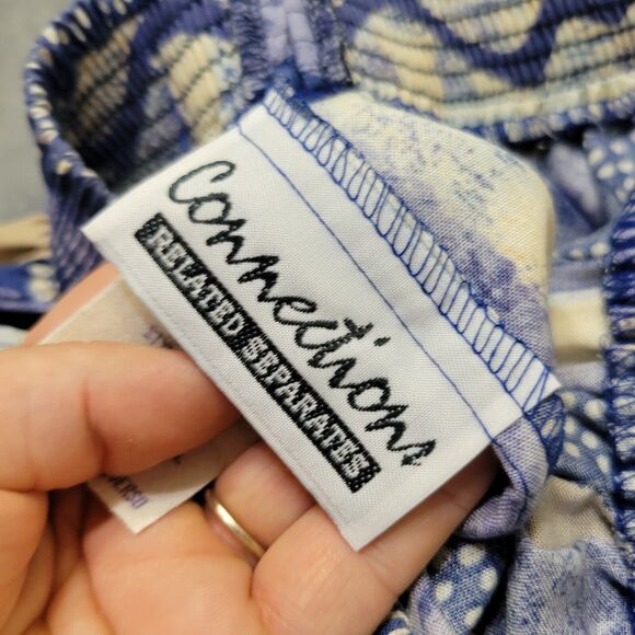 Connection Related Skirt Women Small Midi Blue White Boho Rayon USA Made Pull On - Picture 4 of 12